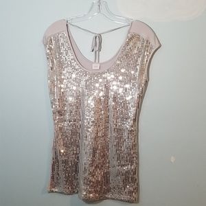 Suzy Shier gray sequin top large NWT